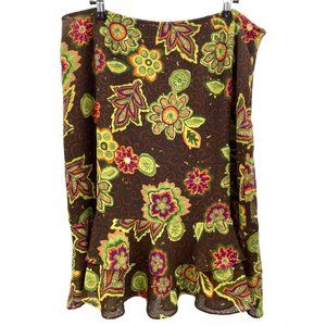 Oscar De La‎ Renta Floral Crepe Skirt size 14 Plus Size Cottagecore Lagenlook